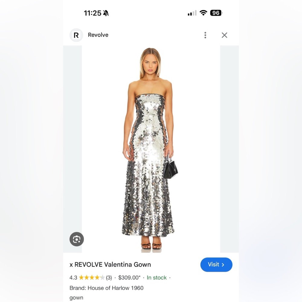 House of Harlow 1960 Metallic Strapless Gown